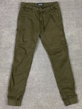 DU/ER No Sweat N2X Slim Fit Joggers Pants Mens 31x29 Green Drawstring Cuff DUER